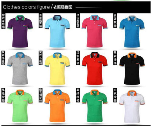 翻領帶口袋T恤衫定制多種顏色款式圖片