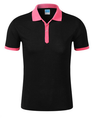 黑色配粉色領定制T恤衫款式圖片