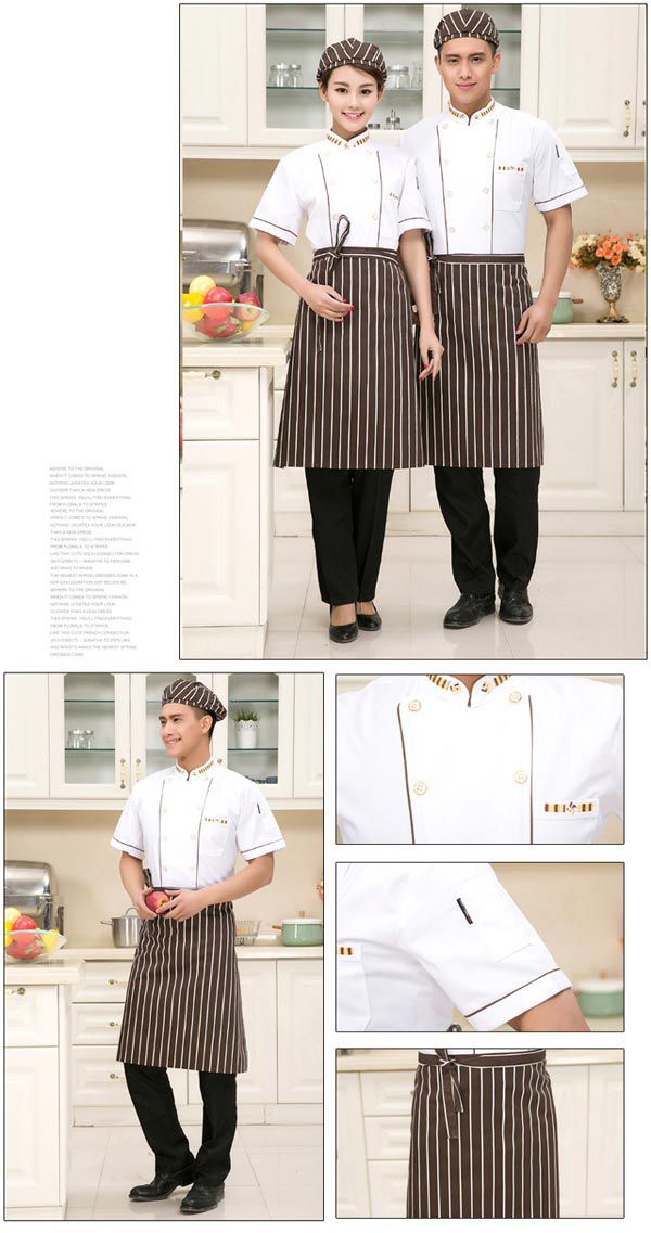 白色短袖廚師服定做款式細節展示圖