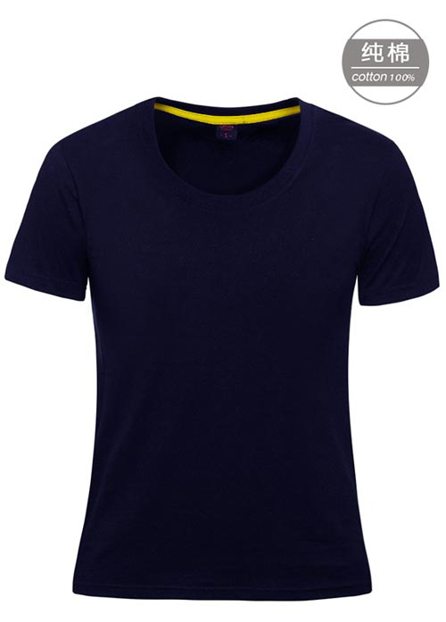 藏蘭色女款短袖圓領廣告衫